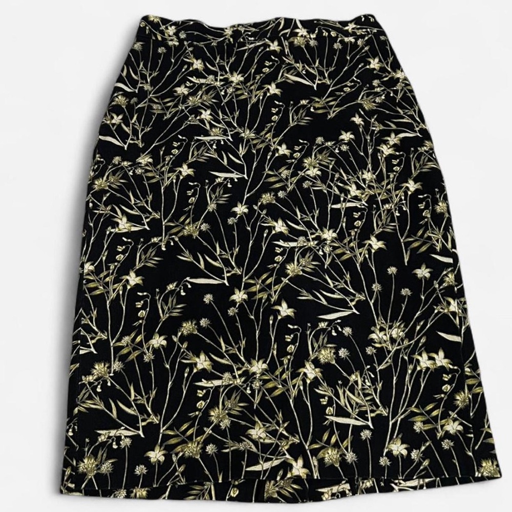 Banana Republic Black and Gold Floral Pencil Skirt